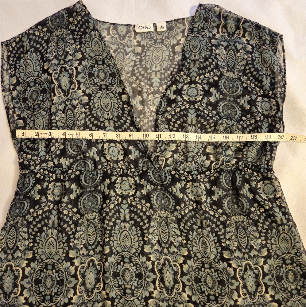 Cato Green And Black Paisley Patterned Blouse - Picture 8 of 9